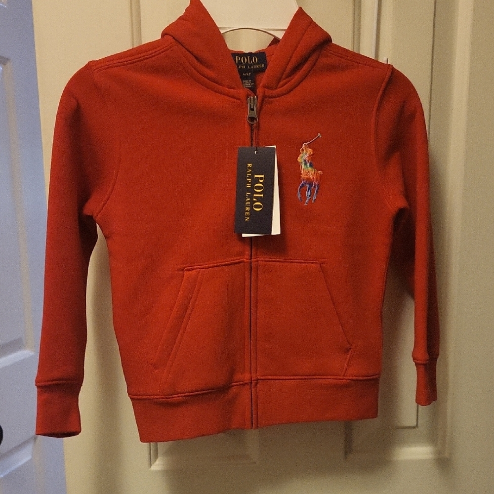 Polo by Ralph Lauren Red Zip-Up Hoodie Sweatshirt